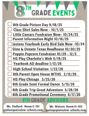 8th Grade Activities Overview!!!